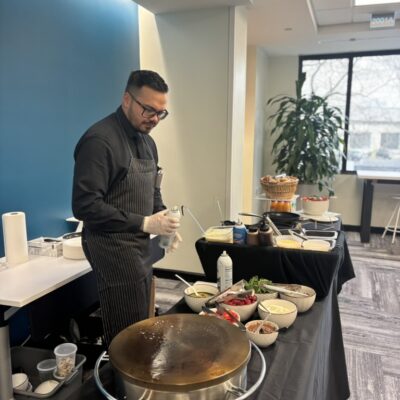 Server preparing crepe maker