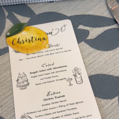 Wedding menu card listing w